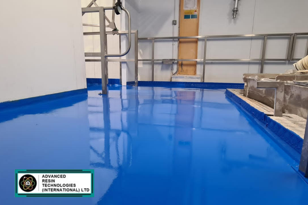 A gorgeously colourful and incredibly clean resin flooring that is perfectly suited for use in the food industry.